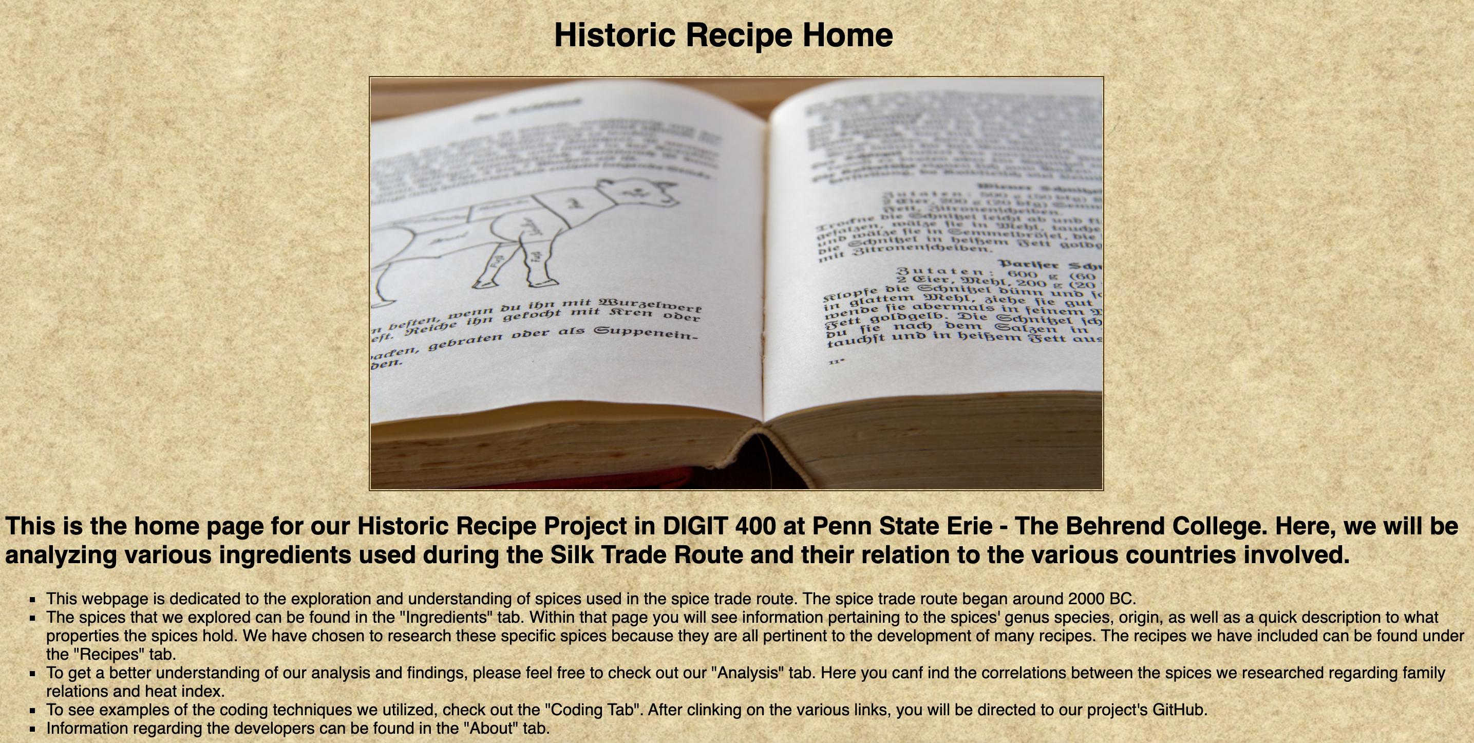 Recipe Project Home Page