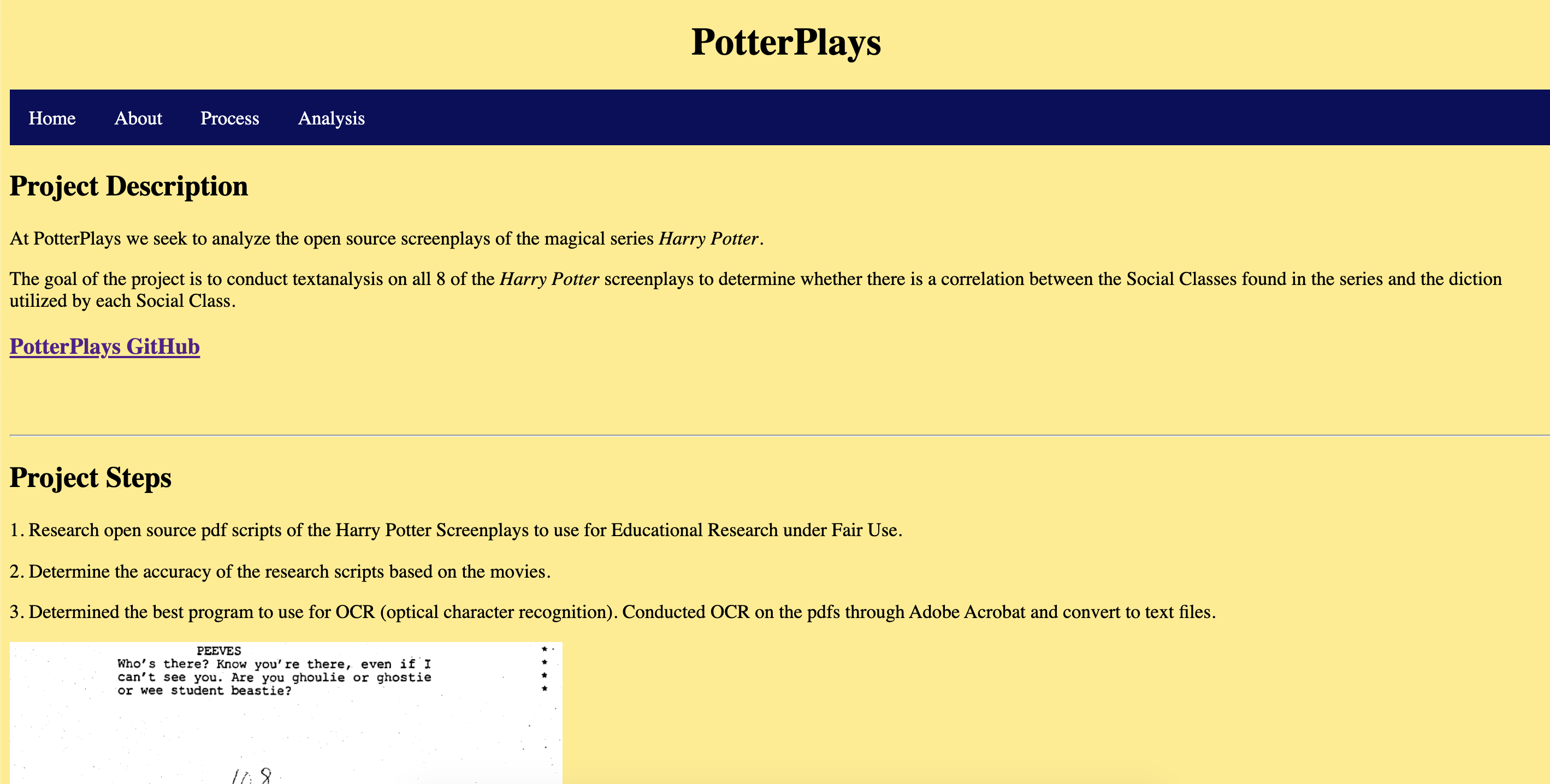 Potter Plays Home Page